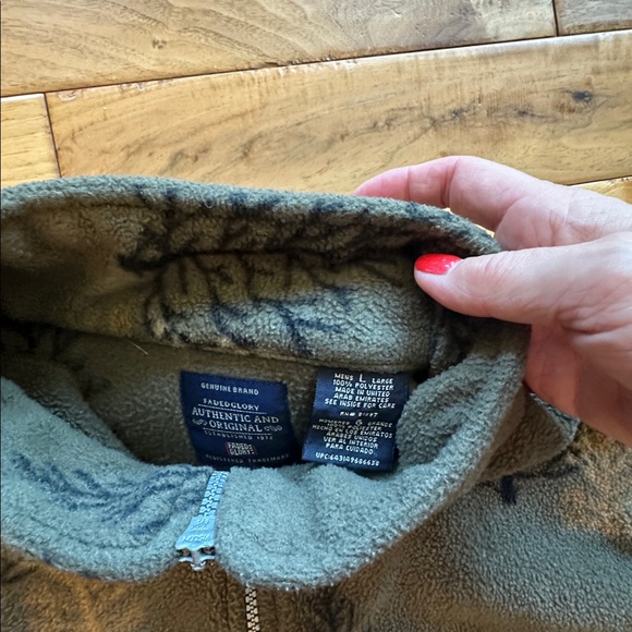 Vtg Faded Glory all over design 1/4 zip fleece pullover Sz large - Picture 2 of 5